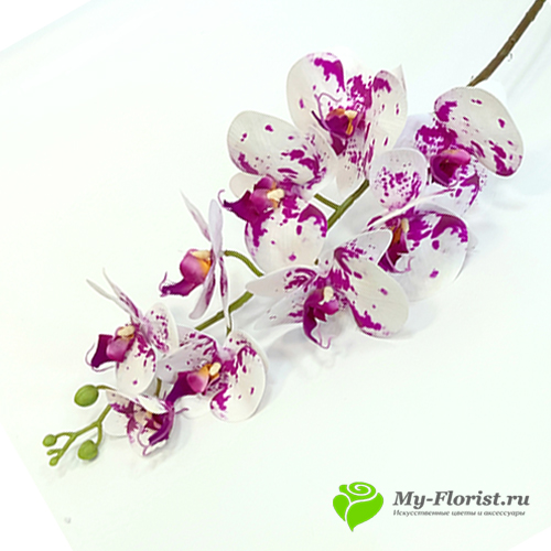Искусственные орхидеи купить в москве - Орхидея "Кимоно" силикон (Лилово белая пестрая)
