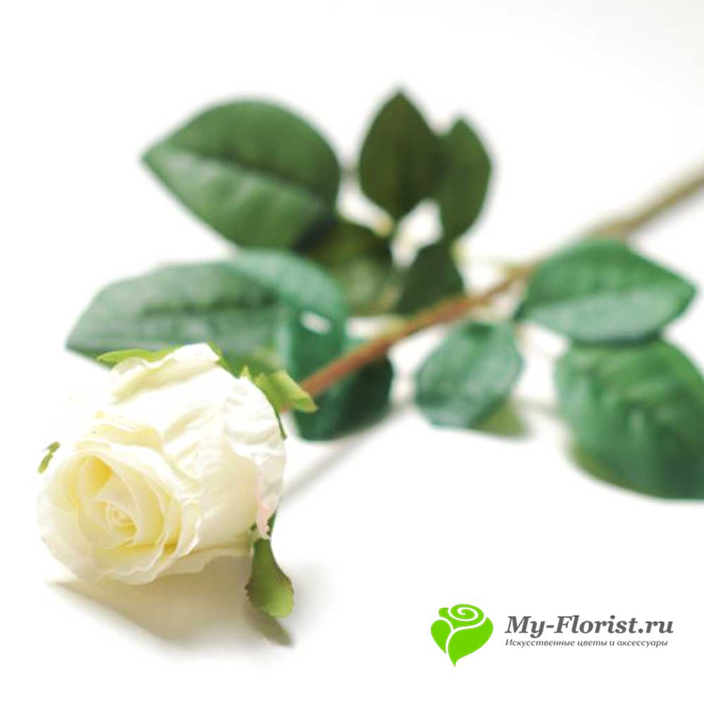 Роза "Эдельвейс" латекс 70 см. (Белая) - Силиконовые цветы от My-Florist.ru