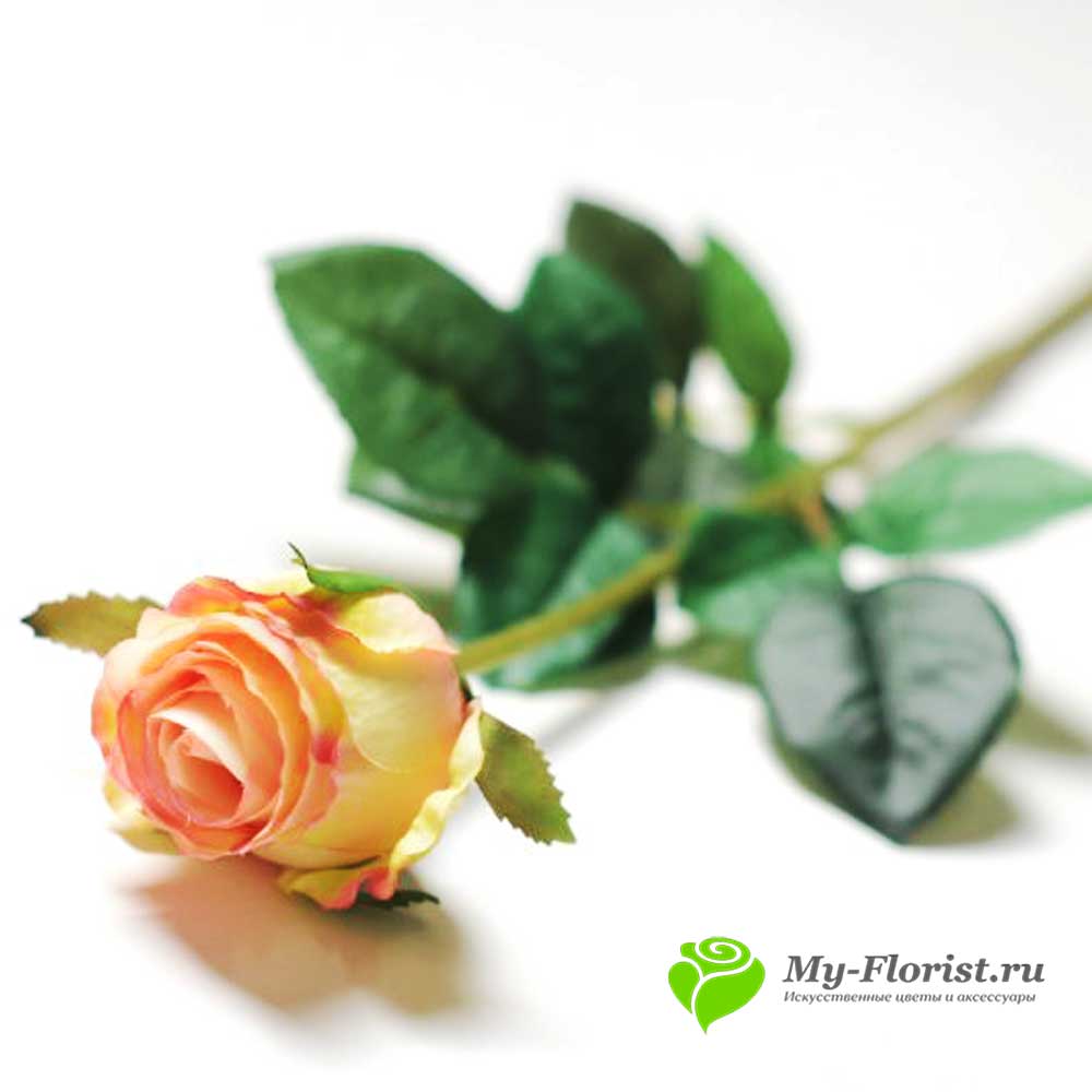 Роза "Эдельвейс" латекс 70 см. (Зелено-розовая) - Силиконовые цветы от My-Florist.ru