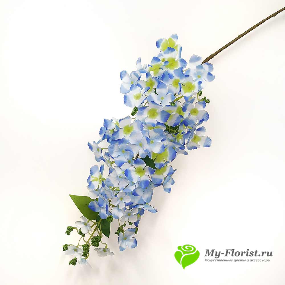 Гортензия ветка 110 см (Синяя) - Силиконовые цветы от My-Florist.ru
