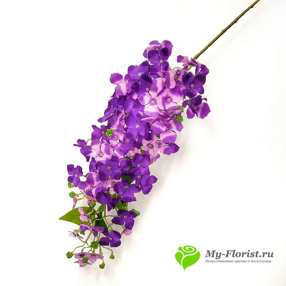 Гортензия ветка 110 см (Фиолетовая) - Силиконовые цветы от My-Florist.ru