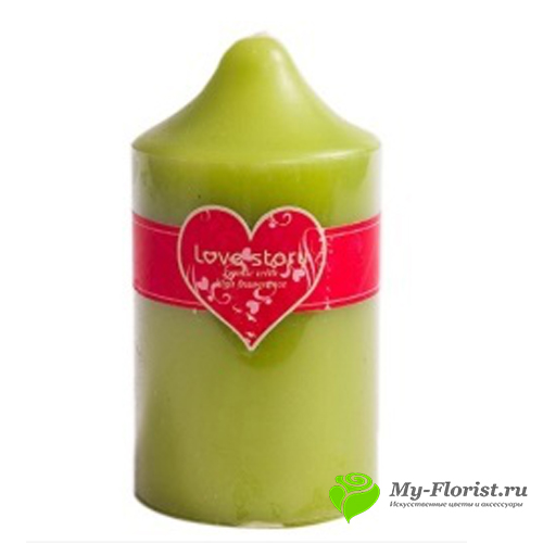 Свеча ароматизированная большая зеленая H13см купить в интернет-магазине My-Florist.ru