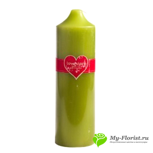 Свеча ароматизированная большая зеленая H22см купить в интернет-магазине My-Florist.ru
