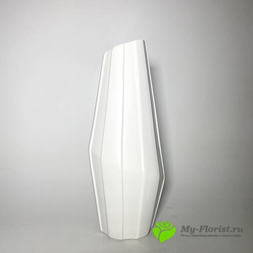 Купить Ваза "Трапеция" белая керамика Н-36см в интернет-магазине My-Florist.ru