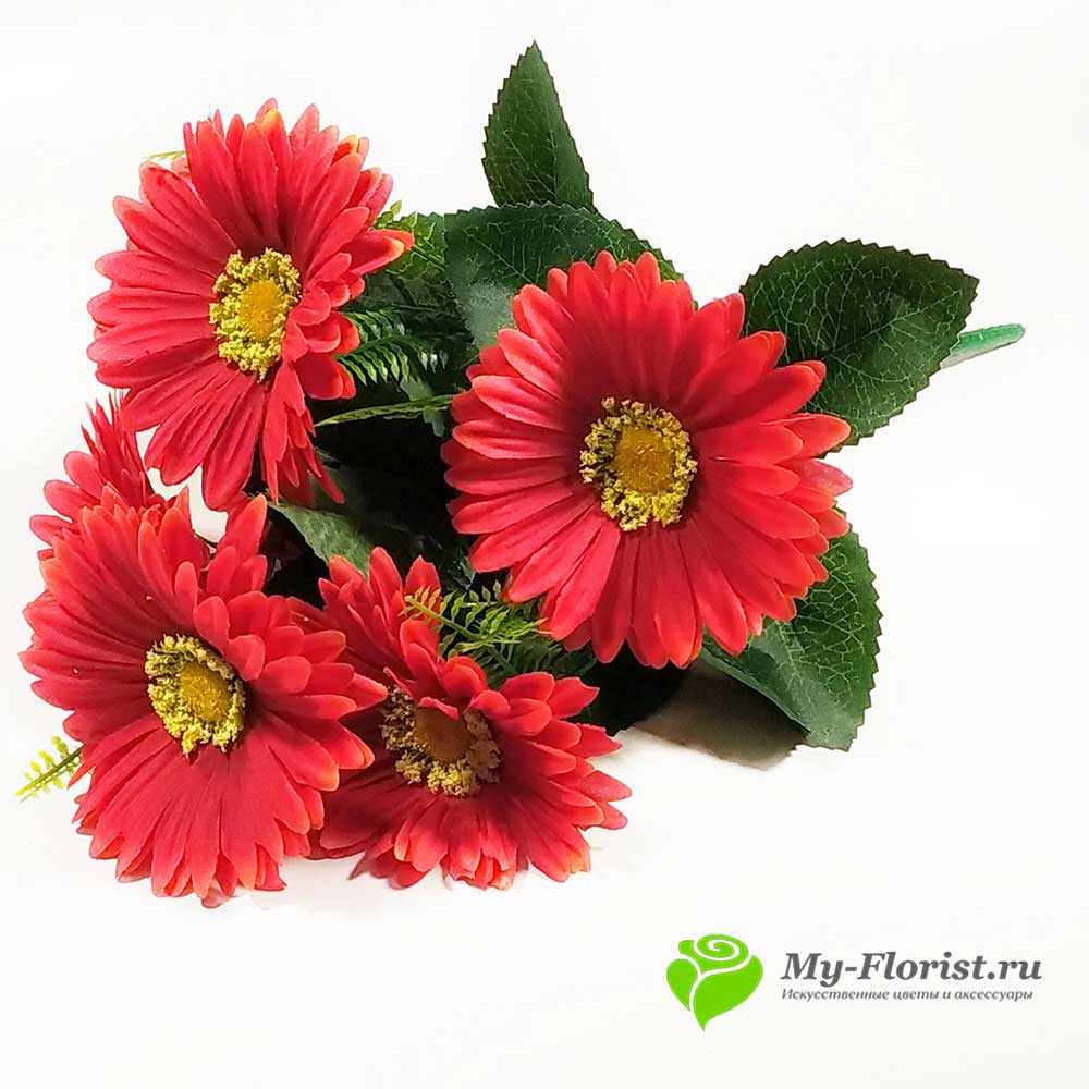 Искусственные цветы и букеты - Гербера "Самбо" 45см (Красный)