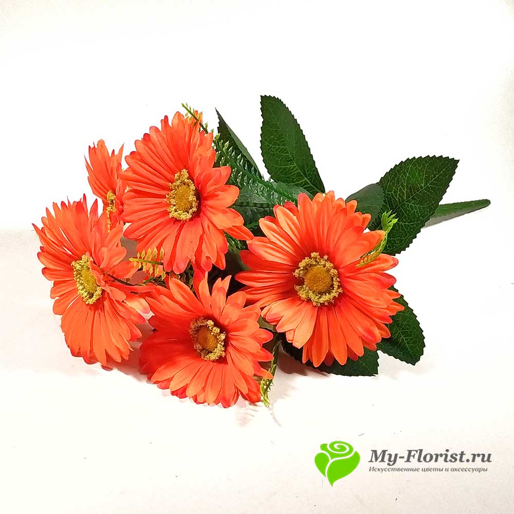 Искусственные цветы и букеты - Гербера "Самбо" 45см (Оранжевый)