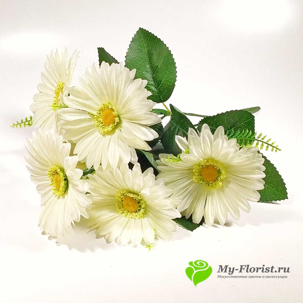 Искусственные цветы и букеты - Гербера "Самбо" 45см (Белый)