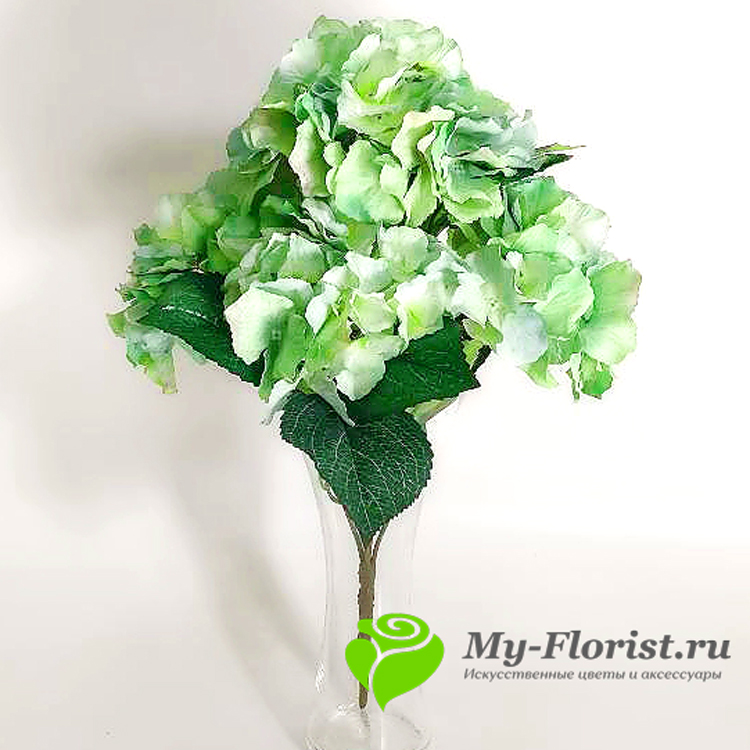 Искусственные цветы и букеты - Букет гортензии "Лорди" (зеленый)