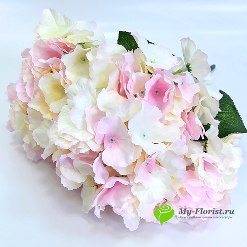 Искусственные цветы и букеты -Гортензия "Флора" 50 см. (Розово-Лимонный)