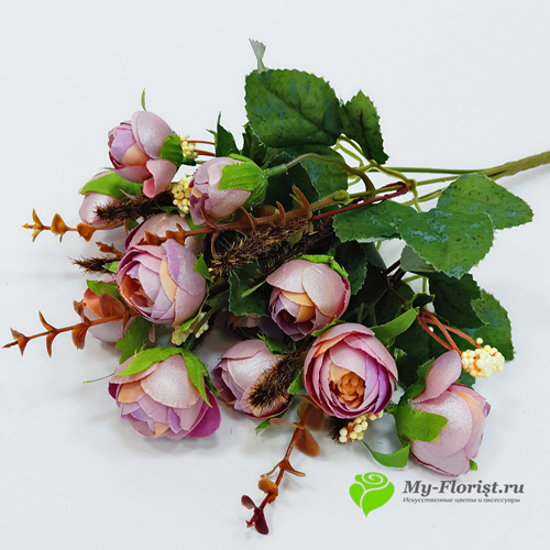 Искусственные цветы и букеты - Камелия "Перламутр" 30см. (Сиреневый)