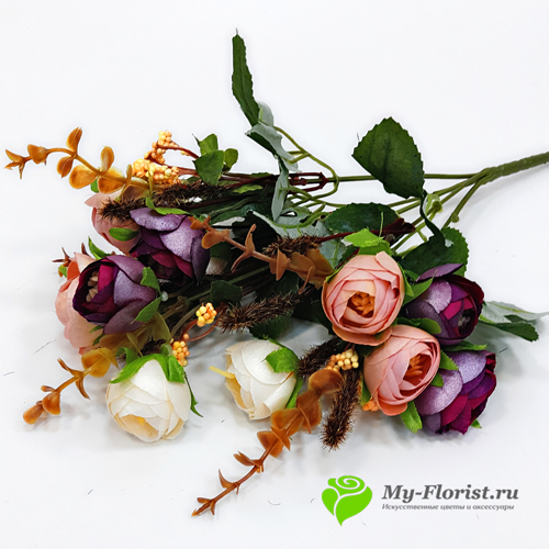 Искусственные цветы и букеты - Камелия "Перламутр" 30см. (Лиловый/Белый/Бежевый)