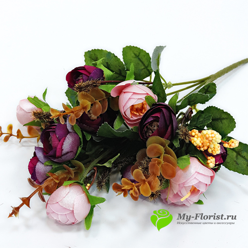 Искусственные цветы и букеты - Камелия "Перламутр" 30см. (Лиловый/Розовый)