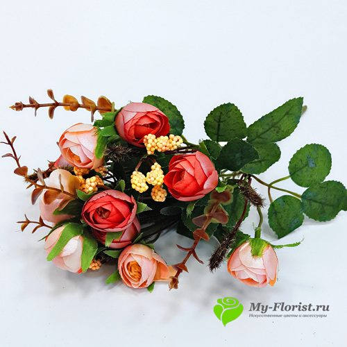 Искусственные цветы и букеты - Камелия "Перламутр" 30см. (Персиковый)