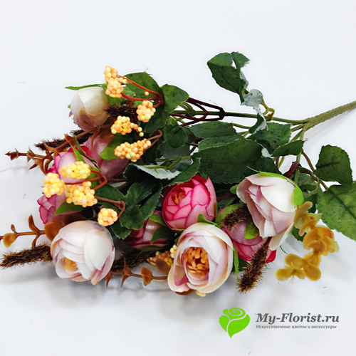 Искусственные цветы и букеты - Камелия "Перламутр" 30см. (Розовый/Молочный)