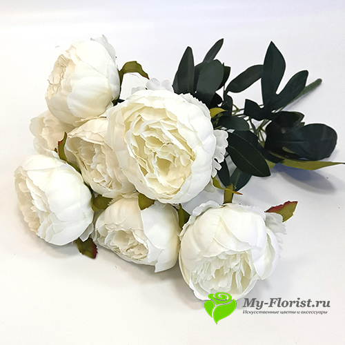 Искусственные цветы Премиум купить - Пионы "Дженнифер" 48 см. (Белые)
