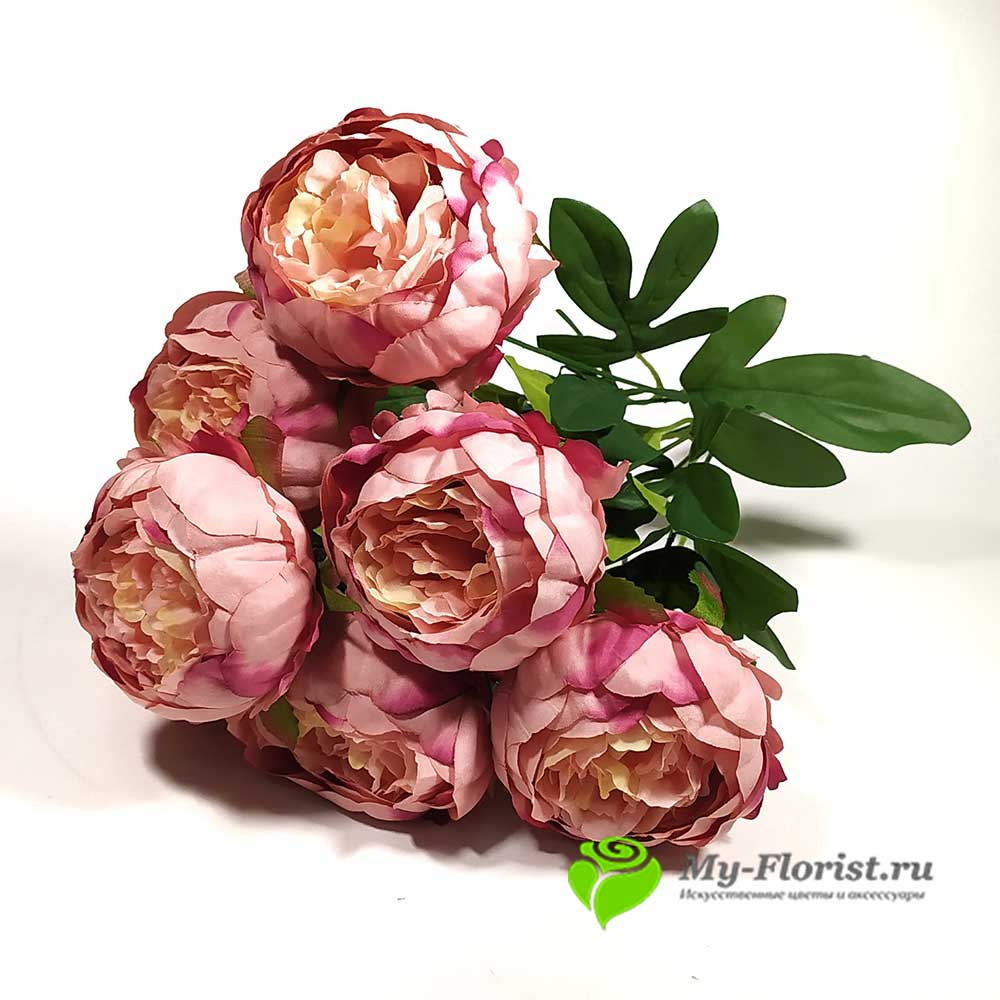 Искусственные цветы Премиум купить - Пионы "Дженнифер" 48 см. (Розовый комбинированный)