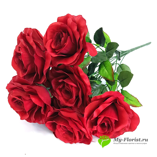 Искусственные цветы и букеты - Розы "Паула" 50 см. (Красный)