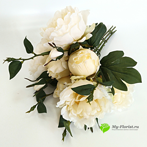 Искусственные цветы и букеты - Пионы "Фелиция" 45 см. (Кремовый)