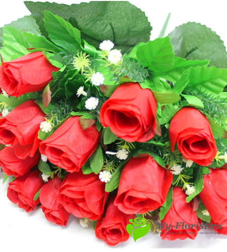Искусственные цветы и букеты - Букет роз "Минует" 49 см