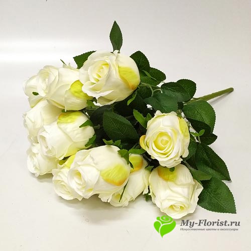 Искусственные букеты в розницу - Розы "Приора" 49 см. (Белый)