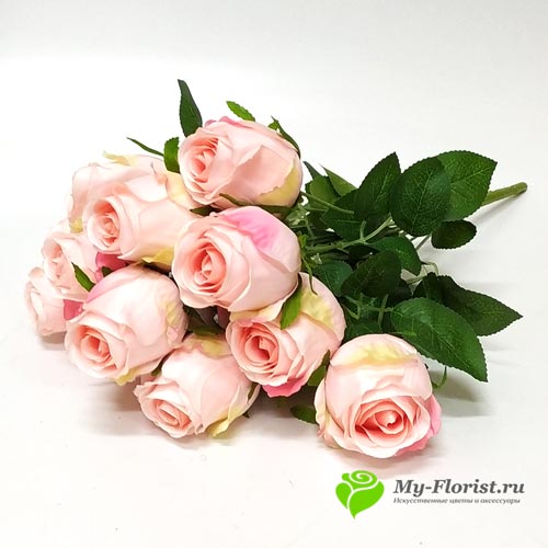 Искусственные букеты в розницу - Розы "Приора" 49 см. (Розовый)