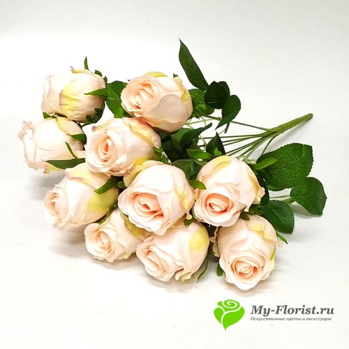 Искусственные букеты в розницу - Розы "Приора" 49 см. (Кремовый)