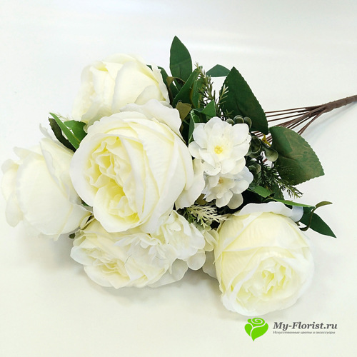 Искусственные цветы и букеты - Букет роз "Валентина" 57 см.