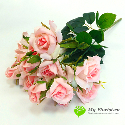 Цветы искусственные купить - Кустовые розочки "Барби" 31 см.(Розовые)