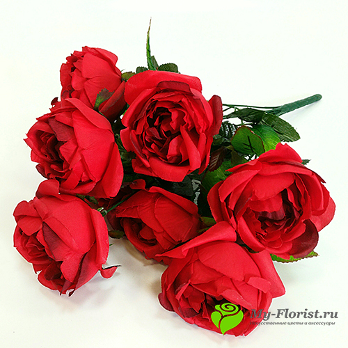 Искусственные цветы и букеты - Букет пионовидной розы "Премьера" Красные 50 см.