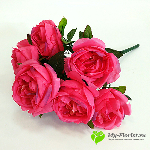 Искусственные цветы и букеты - Букет пионовидной розы "Премьера" малиновые 50 см.