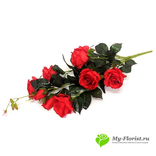 Розы искусственные купить в Москве - Розы букет "Грация Макси" 68 см / Красные