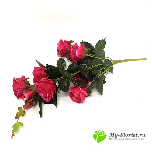 Розы искусственные купить в Москве - Розы "Антонина" 45 см. (Малиновый)