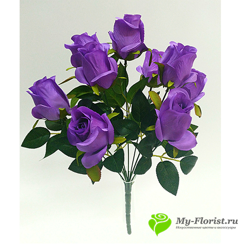 Искусственные цветы в розницу - Розы букет "Бритни" 43см. (Сиреневые) 