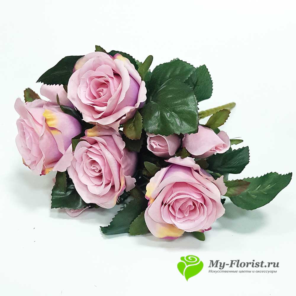 Искусственные розы в букете купить - Розы букет "Дитрих" 33см. (Розовый)