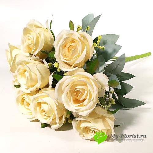 Искусственные букеты в розницу - Розы САИДА 41см (Кремовые)