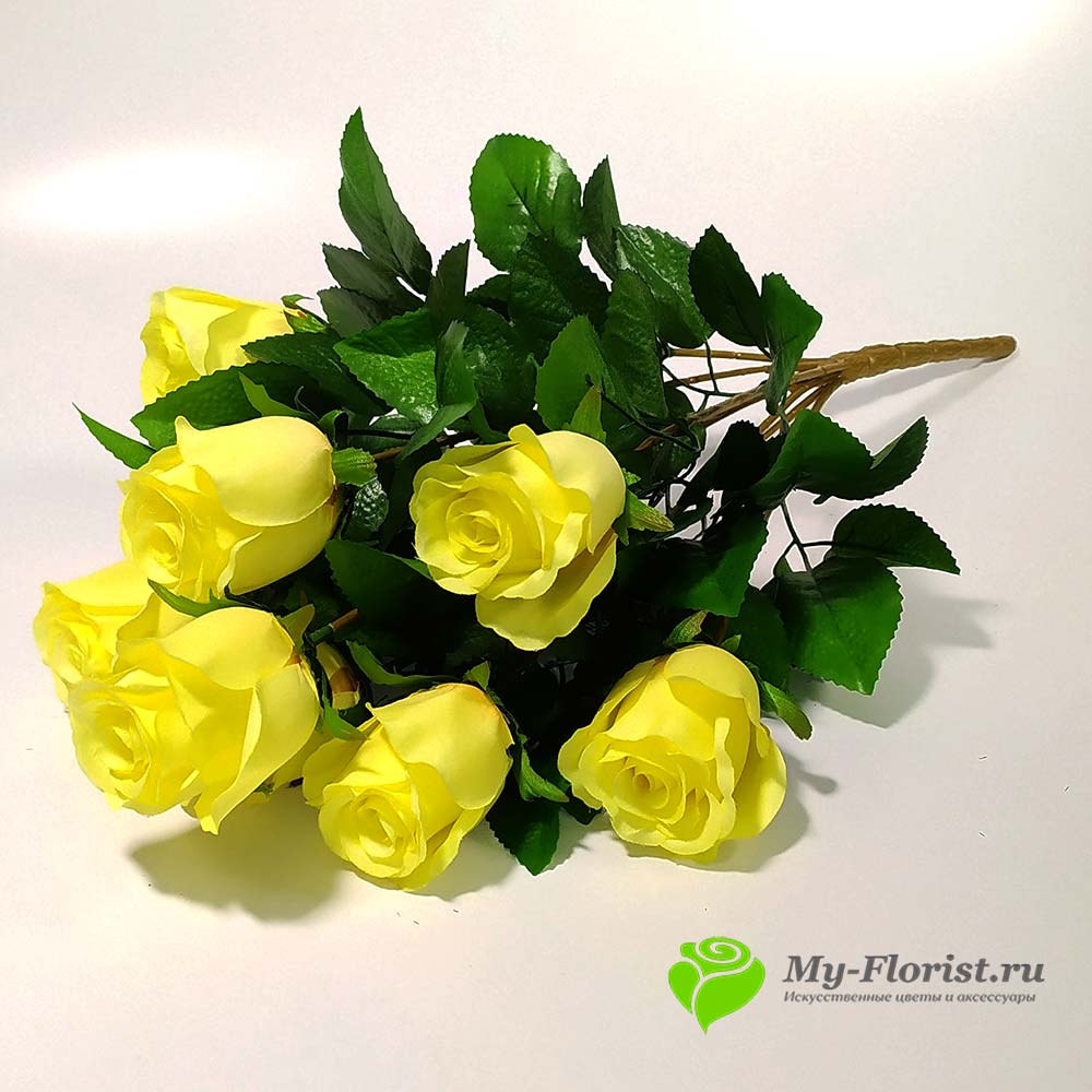 Искусственные розы премиум класса - Розы "Ферреро" 51 см. (Желтые)