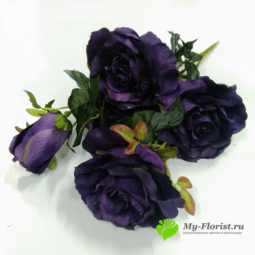 Большие искусственные розы купить - Розы "Гулливер" 75 см. (Чернильные)
