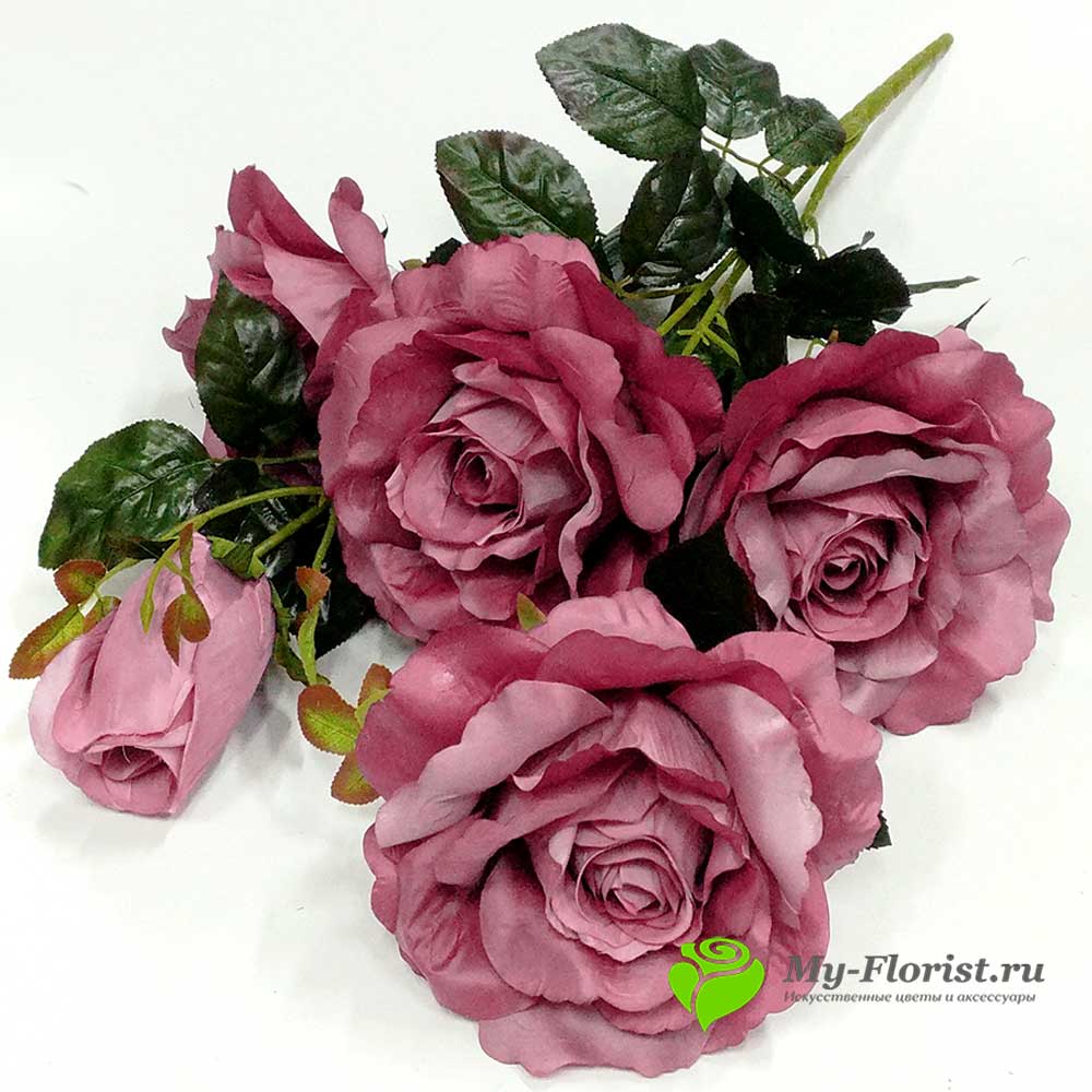 Большие искусственные розы купить - Розы "Гулливер" 75 см. (Розовый состаренный)