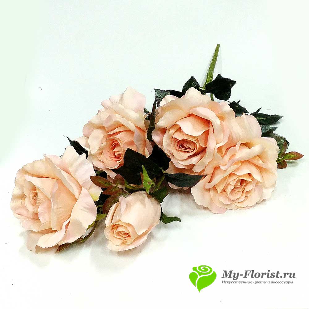 Большие искусственные розы купить - Розы "Гулливер" 75 см. (Бежевый с подпалиной)
