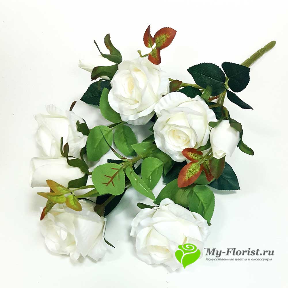 Искусственные розы купить - Розы куст "Грация" 58 см. (Белый)