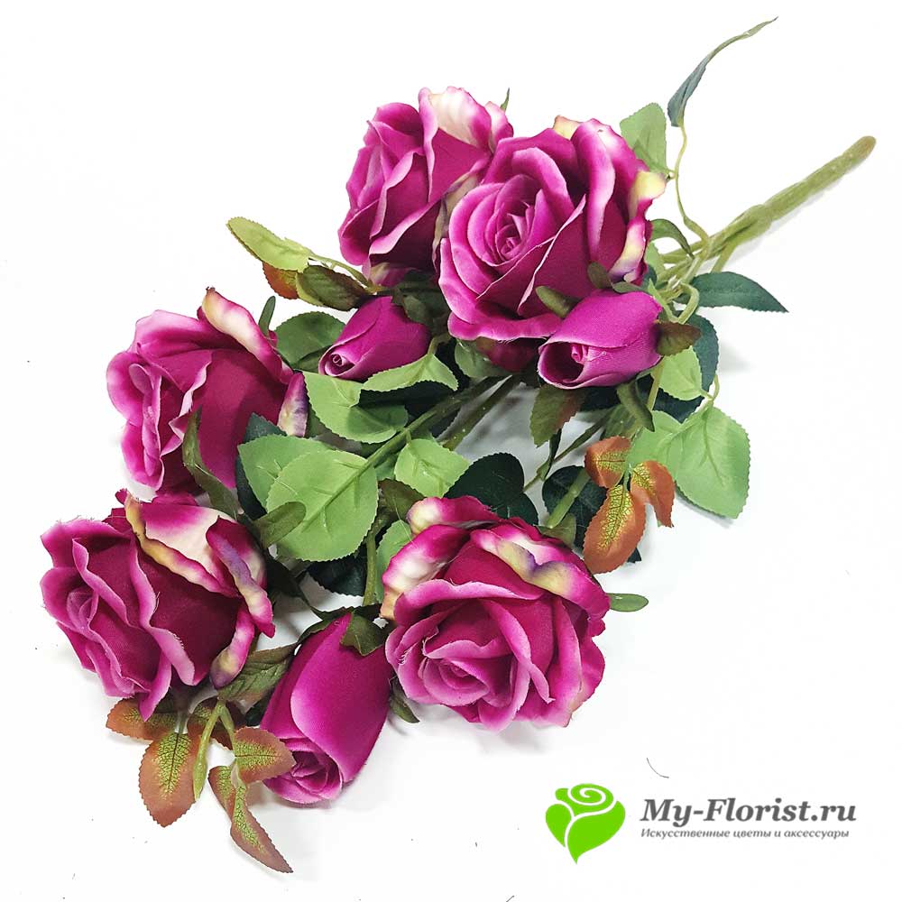 Искусственные розы купить - Розы куст "Грация" 58 см. (Лиловый)