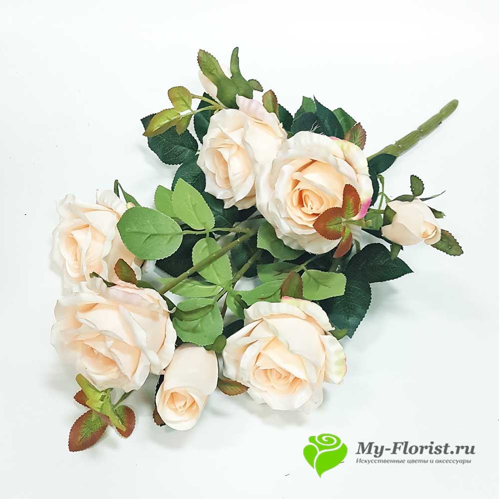 Искусственные розы купить - Розы куст "Грация" 58 см. (Кремовый)