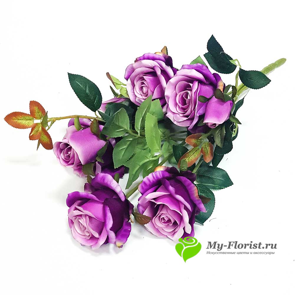 Искусственные розы купить - Розы куст "Грация" 58 см. (Сиреневый)