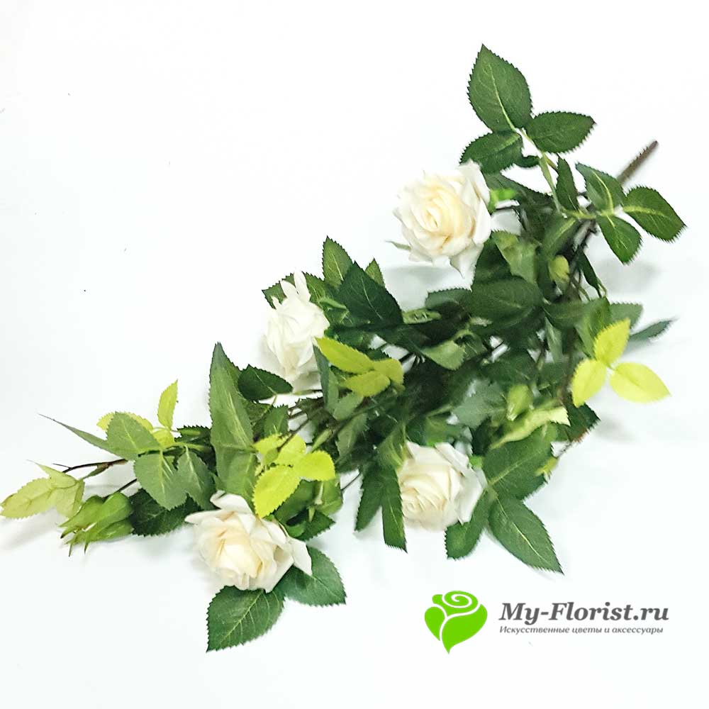 Искусственные розы купить - Розы куст "Италия" 50 см. (Белый)