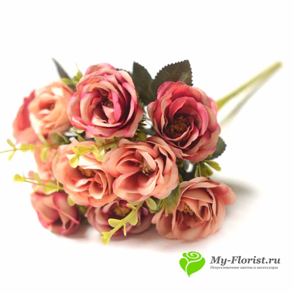 Искусственные букеты в розницу - Розы АНТЕЙ 28см (малиновые)