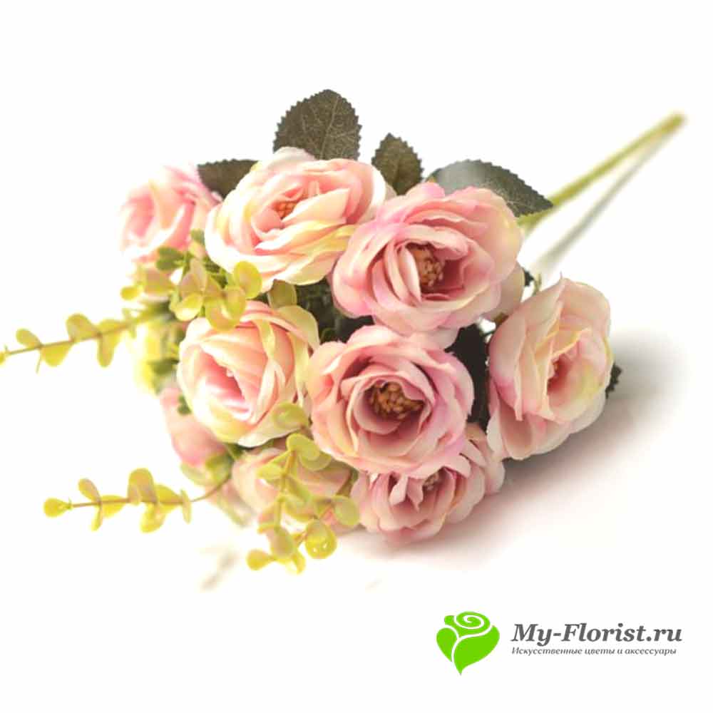 Искусственные букеты в розницу - Розы АНТЕЙ 28см (розовые)