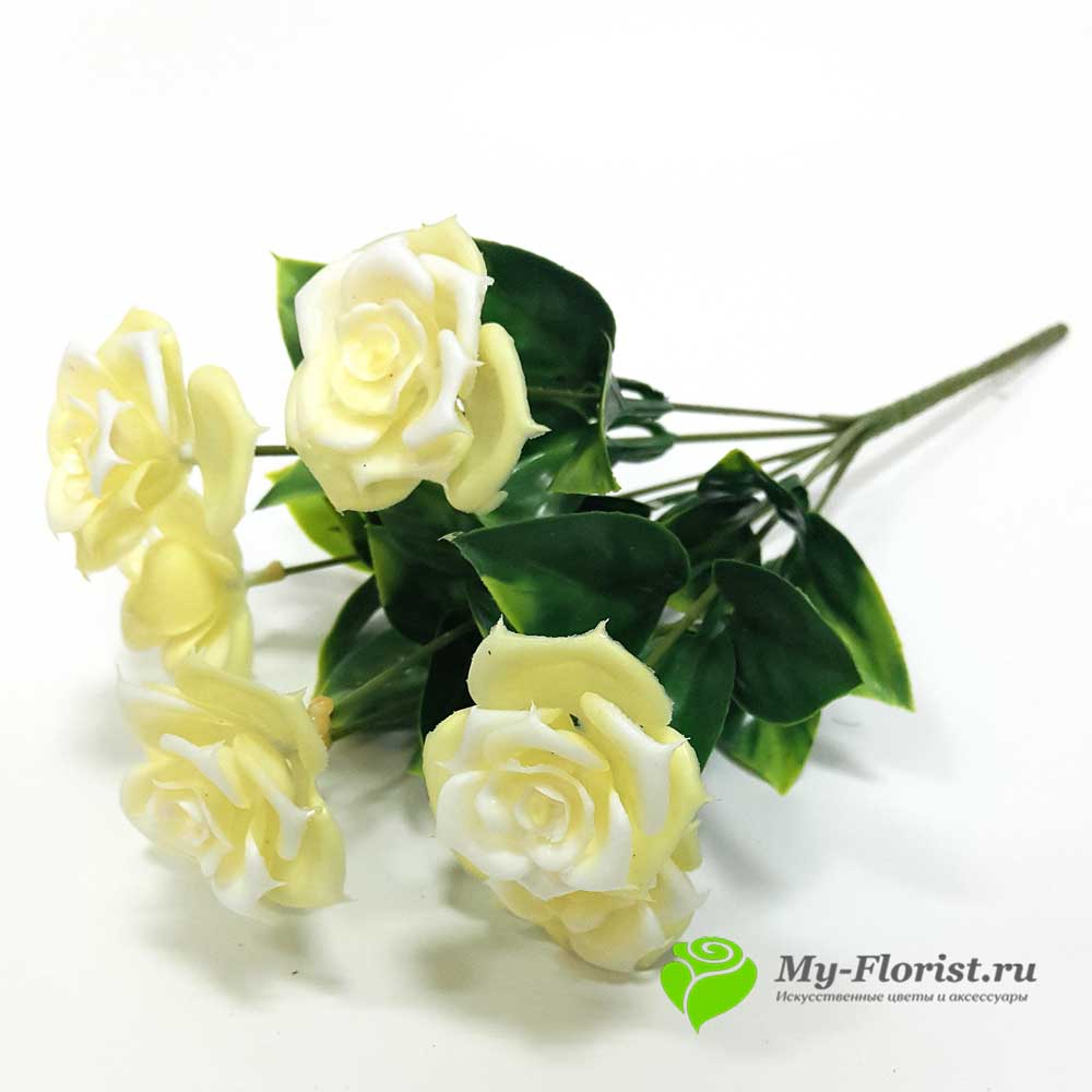 Пластиковые розы купить - Розы букет "Невада" 37см. пластик (Белый)