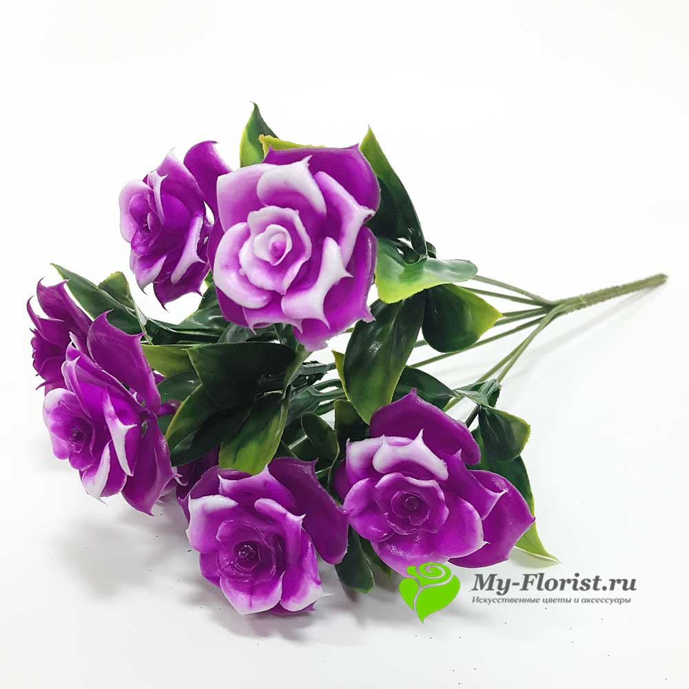 Пластиковые розы купить - Розы букет "Невада" 37см. пластик (Фиолетовый)
