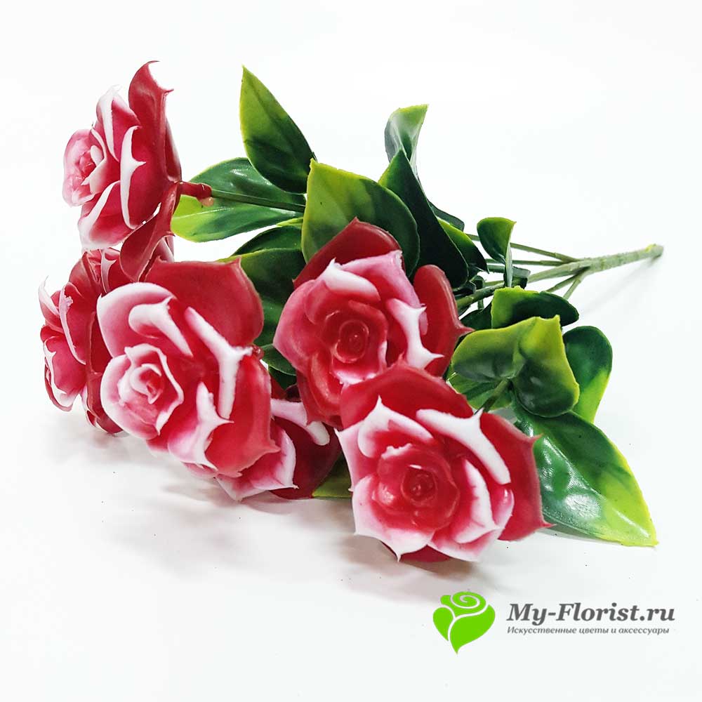 Пластиковые розы купить - Розы букет "Невада" 37см. пластик (Красный)