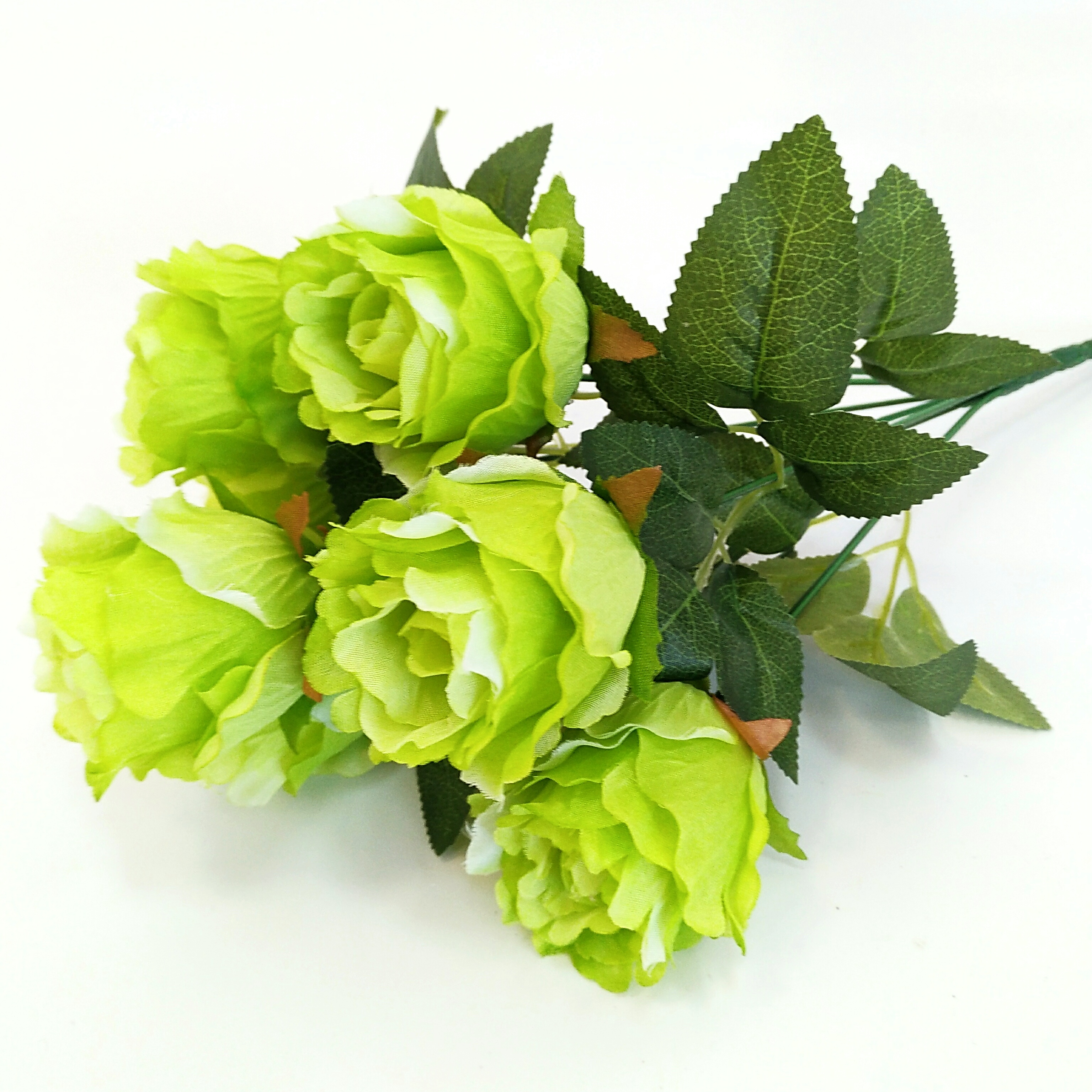 Искусственные цветы и букеты - Букет роз "Нинель" 38 см. Бежевый